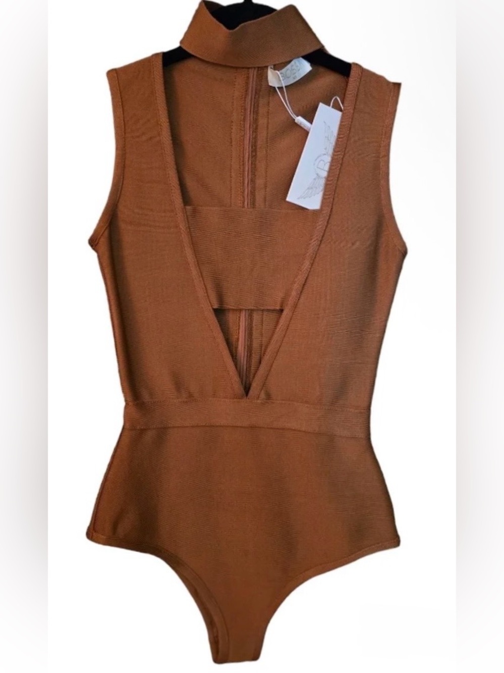 NWT: Bossa Fitted Knit Cutout Bodysuit, sz Med